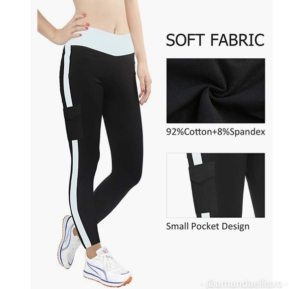 Colorblock Athletic Leggings with Pocket - Picture 2 of 9